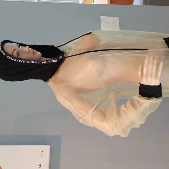 Ruben Galarreta long net sheer hoodie dress L Amazing - Picture 2 of 16